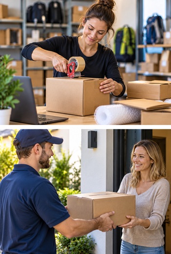 Paketlieferung mit Reiseartikeln aus dem Luckytours-Reiseshop